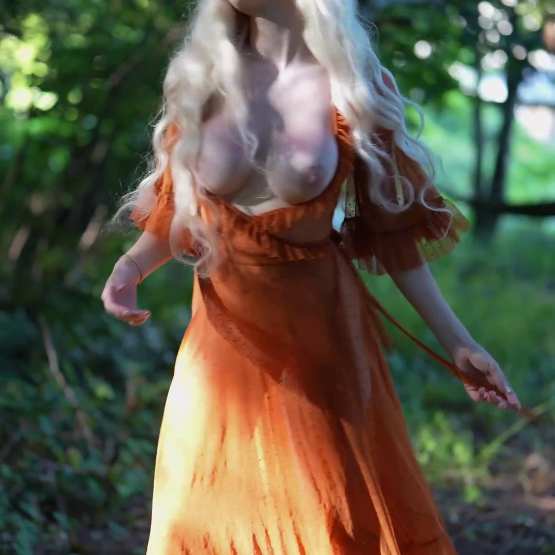 PinupPixie Nude Boobs Forest Dress Strip Onlyfans